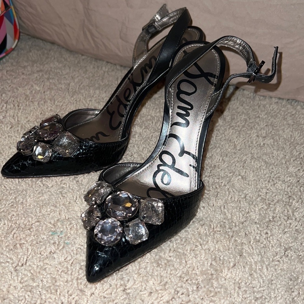 Sam Edelman Black Pointed Toe Slingback Pumps